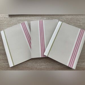 Preppy Striped Notebooks (set of 3) - Pink and Green (size 4.25” x5.5”)